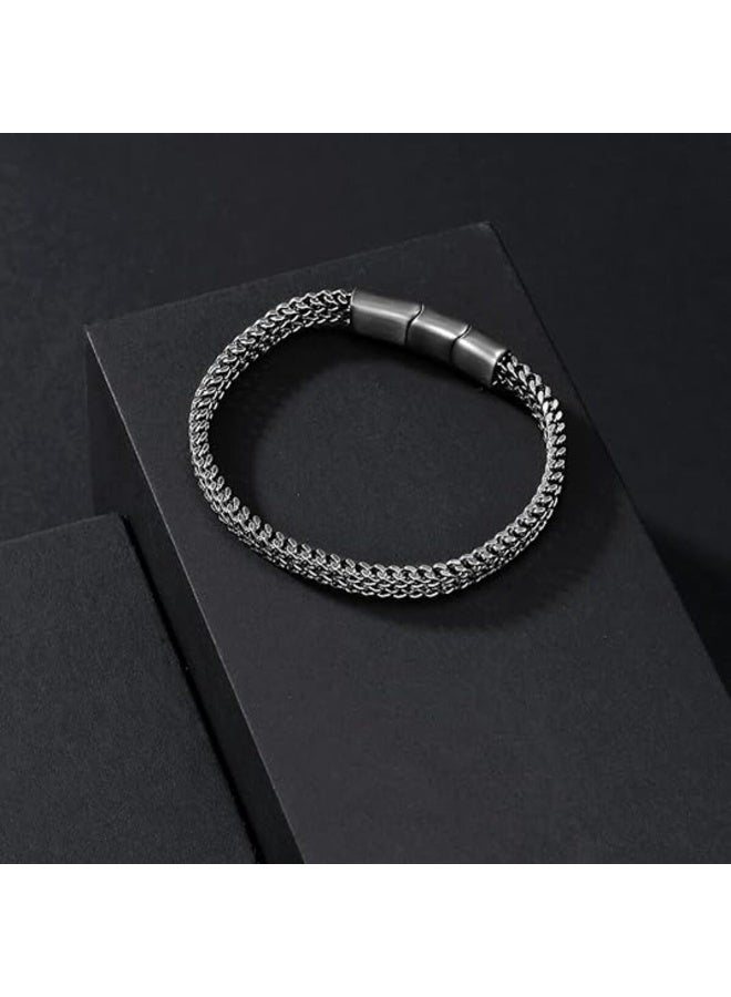 Bracelets for Men-Stainless Steel Magnetic Clasp Franco Chain Mens Bracelet - Adjustable Size- Stylish Gift Option - Image 4