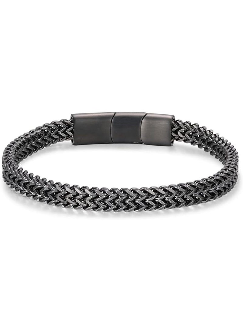 Bracelets for Men-Stainless Steel Magnetic Clasp Franco Chain Mens Bracelet - Adjustable Size- Stylish Gift Option - Image 1