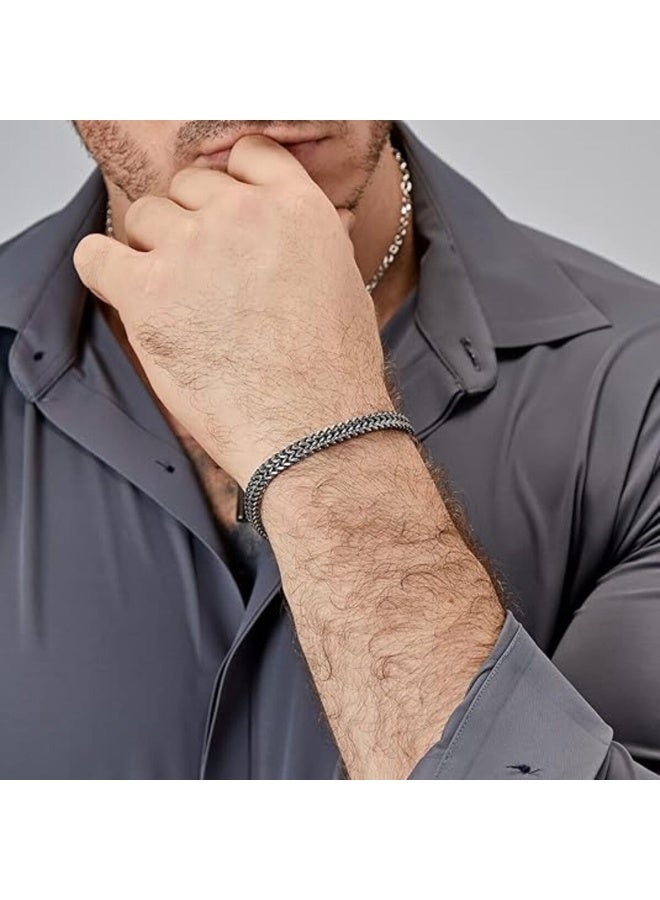 Bracelets for Men-Stainless Steel Magnetic Clasp Franco Chain Mens Bracelet - Adjustable Size- Stylish Gift Option - Image 5
