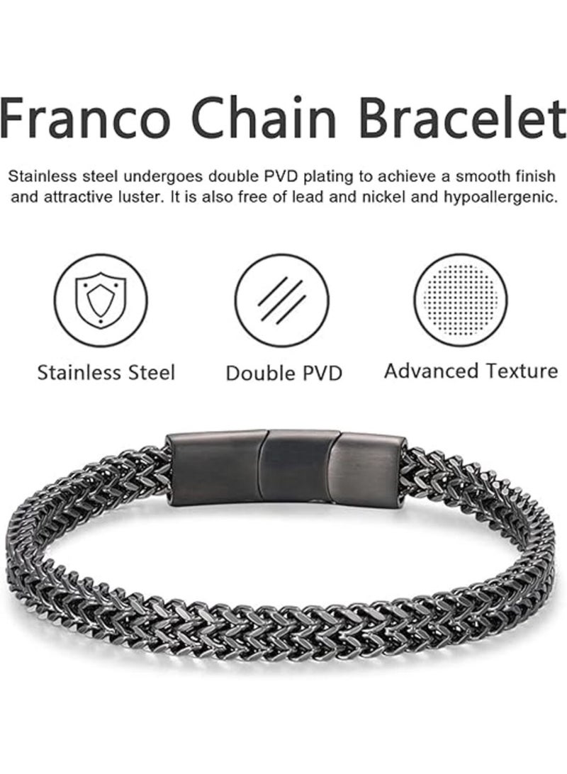 Bracelets for Men-Stainless Steel Magnetic Clasp Franco Chain Mens Bracelet - Adjustable Size- Stylish Gift Option - Image 3