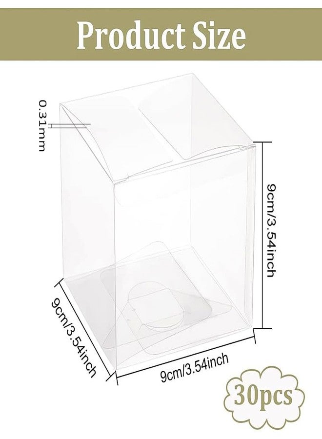 BENECREAT 30 Pack 3.5x3.5x3.5 Inch Clear Plastic Easter Party Favor Box PVC Candy Gift Wrap Boxes for Wedding Party Candy Cookie Choclates Treat - Image 2