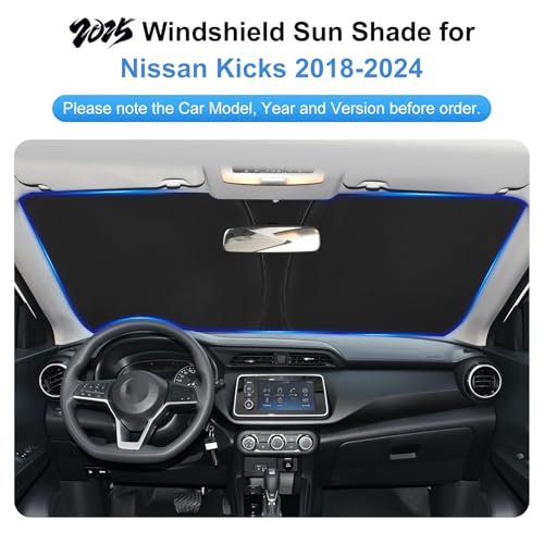 PinBaoLaLa for 2018-2024 Nissan Kicks Windshield Sun Shade - Foldable Windshield Sunshade Cover Front Window Shade Custom Fit Kicks Accessories Sun Visor Protector Blocks UV Rays Car Accessories - Image 2