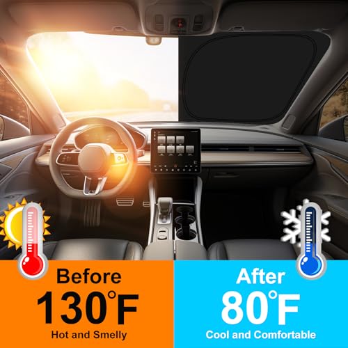 PinBaoLaLa for 2018-2024 Nissan Kicks Windshield Sun Shade - Foldable Windshield Sunshade Cover Front Window Shade Custom Fit Kicks Accessories Sun Visor Protector Blocks UV Rays Car Accessories - Image 4