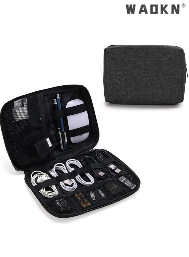 WAOKN Electronics Organizer Travel Case , Small Cord Bag for Travel Essentials , Tech bag for Men and Women , Cable Organizer for Phone and SD Card ,Travel storage, desktop storage, bedroom storage, l