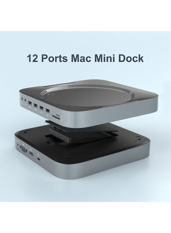 Rocketek 2-in-1 Docking Station with Hard Drive Enclosure, Compatible with Apple Mac Mini Base Expansion Dock Hub, Built-in 2.5-Inch SATA Interface, Supports 2TB, HDMI/VGA 4K@30Hz, USB 3.0/2.0 Ports, TF/SD Slots, Mic/Headphone Jack  - Image 3