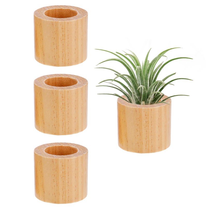 Bigmeta 3 Pcs Wood Air Plant Holder, 1.4" Rustic Style Airplant Display Stands for Women Gifts - Image 1