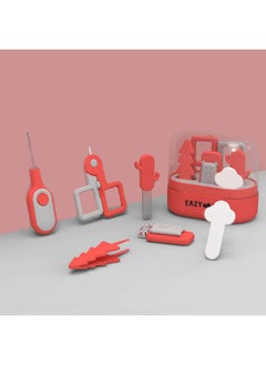 Eazy Kids 6 In 1 Baby Nail Care Set With Nail Clipper, Scissor, Nail Filers, Ear Cleaning Spoon And Tweezer - Manicure And Pedicure Kit For Newborns, Infants, Children - Red  - Image 2
