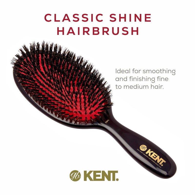 Kent CSFL Classic Shine Large Oval Cushion Straightening Brush and Hair Detangler - Natural Black Boar Bristle Hair Brush - Shine Hair Brush and Scalp Scrubber for Long Thick Hair + Hairbrush Cleaner - Image 3