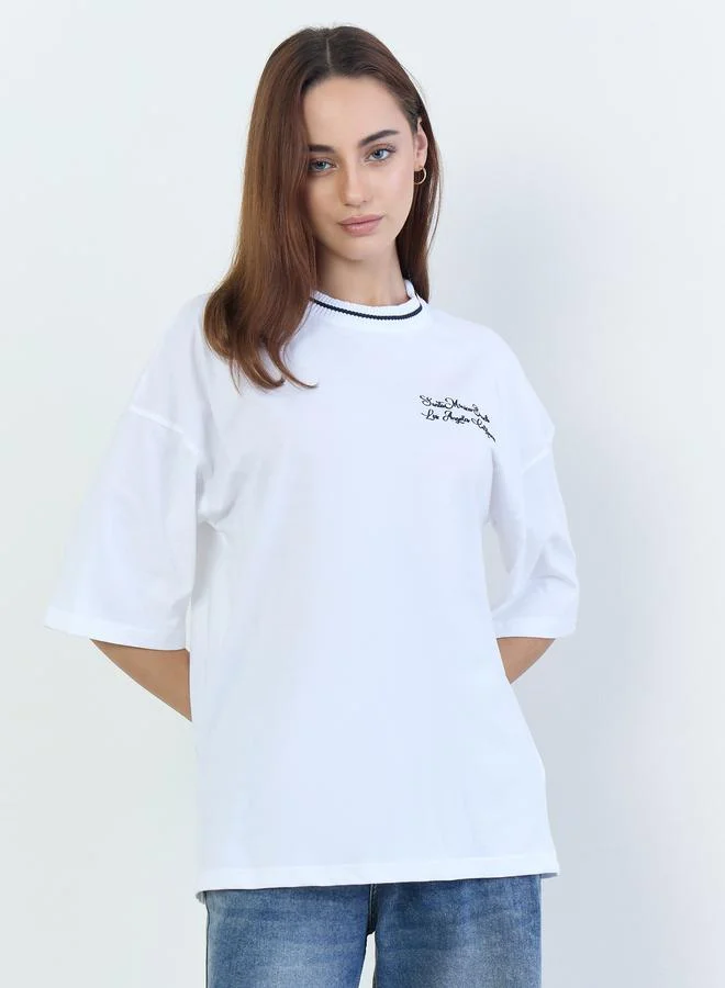 Oversized White Embroidered T-Shirt