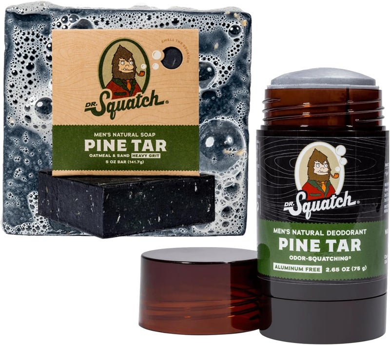 All Natural Soap Bar Deodorant Bundle for Men by Dr Squatch Pine Tar