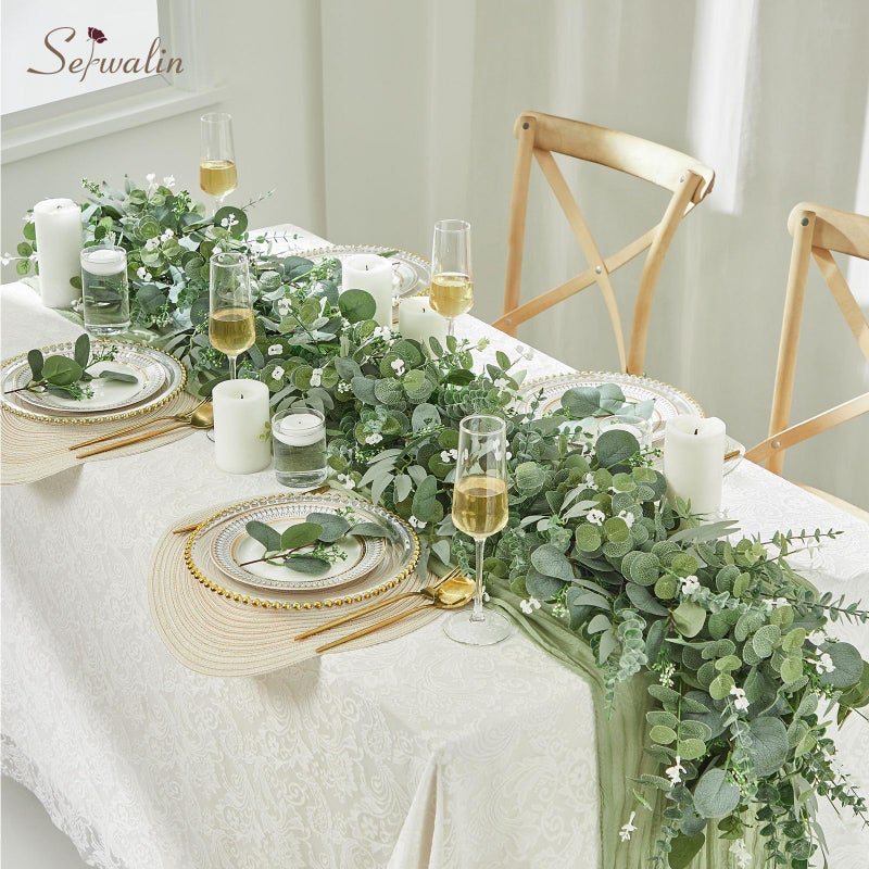 Serwalin 100pcs Artificial Mixed Eucalyptus Stems Leaves Bulk, 4Kinds Fake Greenery Silver Dollar Eucalyptus Leaves Picks,Faux Greenry Stems Sprays for DIY Bouquets Floral Arrangement Home Decor - Image 5