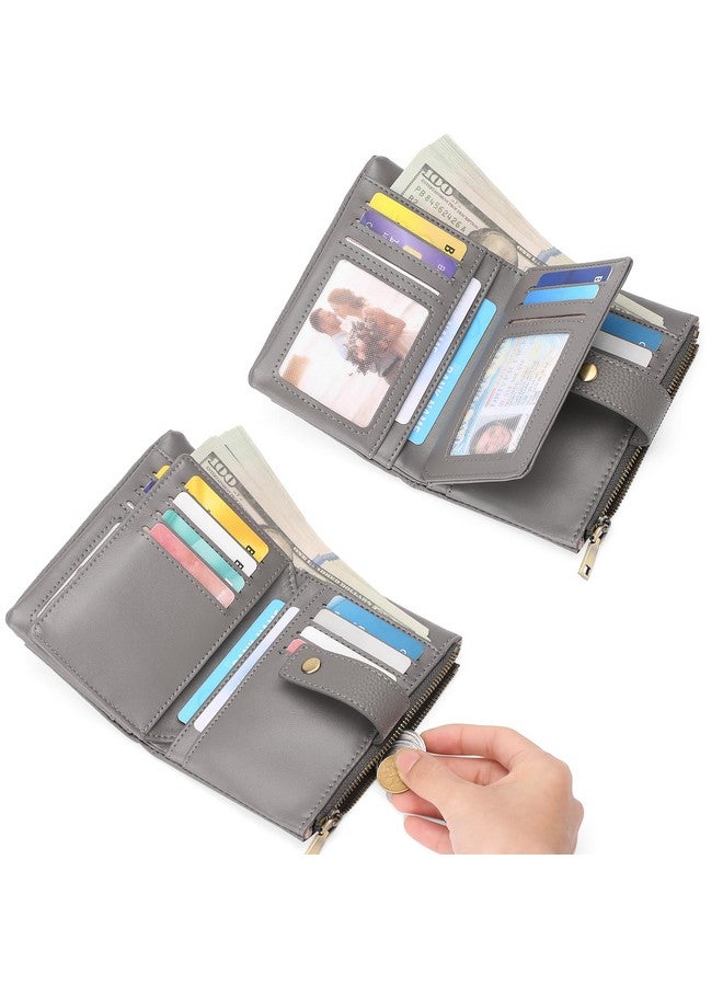 سينديفن محفظة صغيرة للنساء من الجلد مزودة بخاصية حجب تحديد الهوية بموجات الراديو وحاملة بطاقات الائتمان مع محفظة عملات معدنية بسحاب مزدوج ومحفظة نسائية قابلة للطي - Image 5