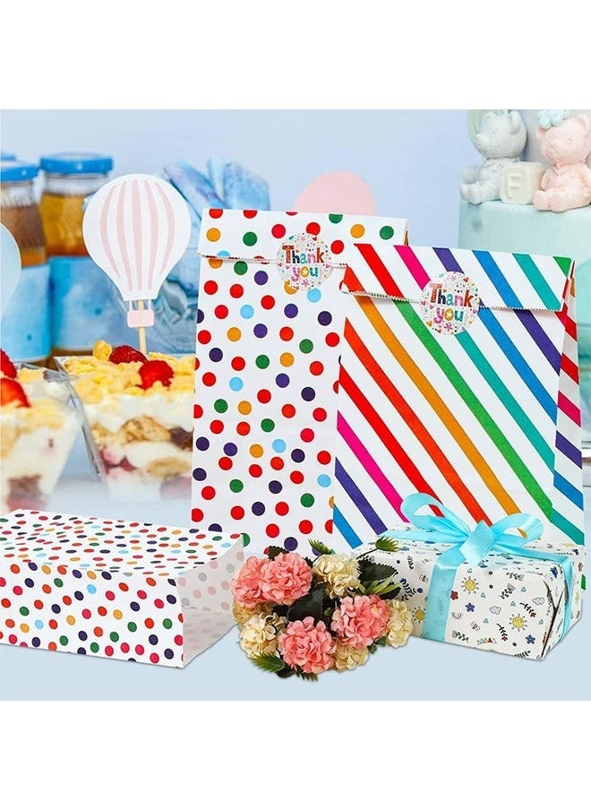 20-Piece Kraft Paper Candy Packaging Bags, Rainbow Dots and Stripe Party Bags for Birthday Wedding Party (5.1 x 3.1 x 9.4 Inch) - Image 5