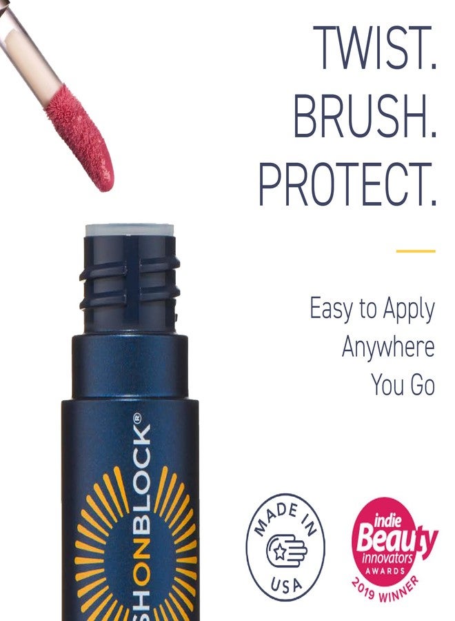 Brush On Block Sun Shine Protective Lip Oil SPF 30, Mineral Protection from UVA/UVB & Blue Light, Hydrating, Cruelty-Free, Gluten-Free, & Vegan, Peony - Image 3