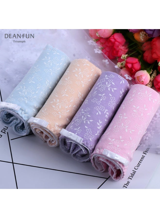 deanfun Die'anfen Valentine's Day Women's Underwear, 4-pack Gift Box, Mid-rise, Cotton, Printed Seamless, Triangle Panties, Size L - Image 1