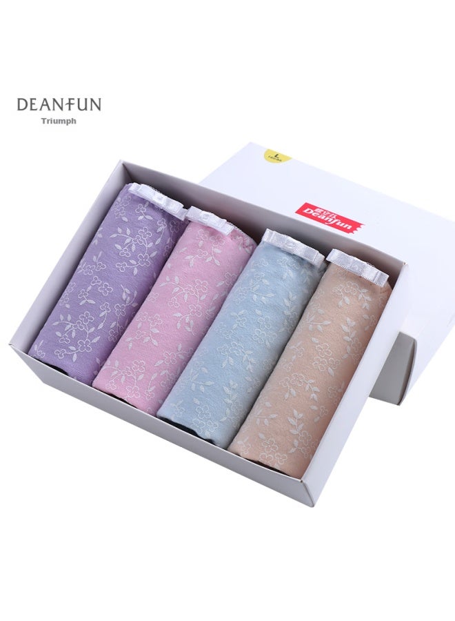 deanfun Die'anfen Valentine's Day Women's Underwear, 4-pack Gift Box, Mid-rise, Cotton, Printed Seamless, Triangle Panties, Size L - Image 5
