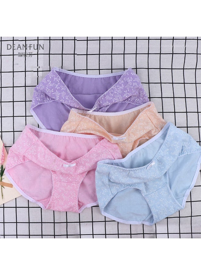 deanfun Die'anfen Valentine's Day Women's Underwear, 4-pack Gift Box, Mid-rise, Cotton, Printed Seamless, Triangle Panties, Size L - Image 2