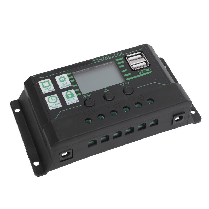 Solar Charge Controller 12V/24V Enhanced Low Self-Consumption Efficiency Multiple Load Control Modes Solar Regulator with LCD Display Dual USB Ports - Comprehensive Protection for RV Boat Car - Image 3