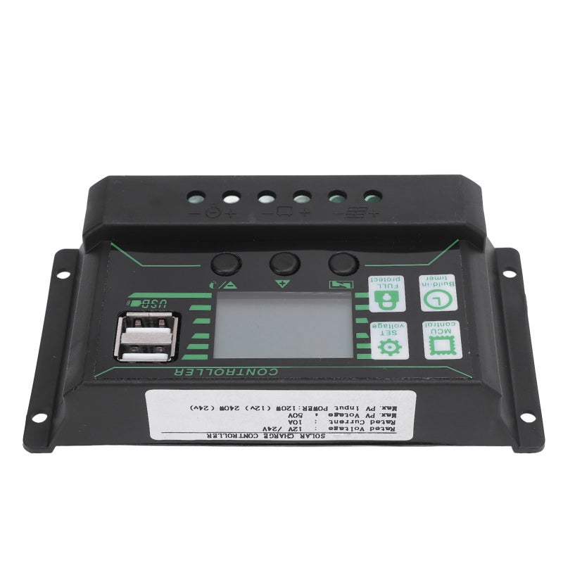 Solar Charge Controller 12V/24V Enhanced Low Self-Consumption Efficiency Multiple Load Control Modes Solar Regulator with LCD Display Dual USB Ports - Comprehensive Protection for RV Boat Car - Image 2