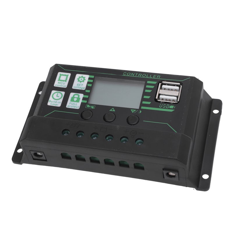 Solar Charge Controller 12V/24V Enhanced Low Self-Consumption Efficiency Multiple Load Control Modes Solar Regulator with LCD Display Dual USB Ports - Comprehensive Protection for RV Boat Car - Image 4
