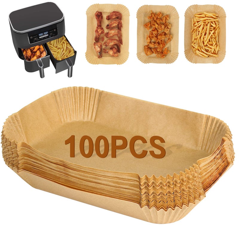 YQL Air Fryer Liners Disposable for NinjaTower DualInstant Vortex 100PCS Airfryer Parchment Paper Liners Air Fryer Accessories Compatible with Ninja AF300UK AF400UK SL400UK Double Stack Air Fryer