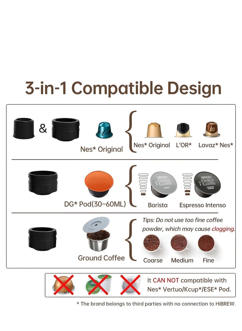 HiBREW HiBREW Portable Coffee Machine for Car & Home,DC12V Expresso Coffee Maker Fit Nexpresso Dolce Pod Capsule Coffee Powder H4A - Image 5