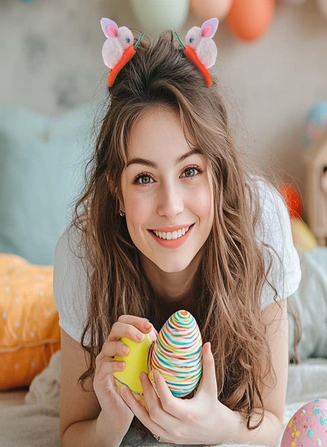 Outyua Easter Bunny Hair Clips Furry Rabbit Ears Hairpin Halloween Costume Plush Accessories for Women 4Pcs - Image 2