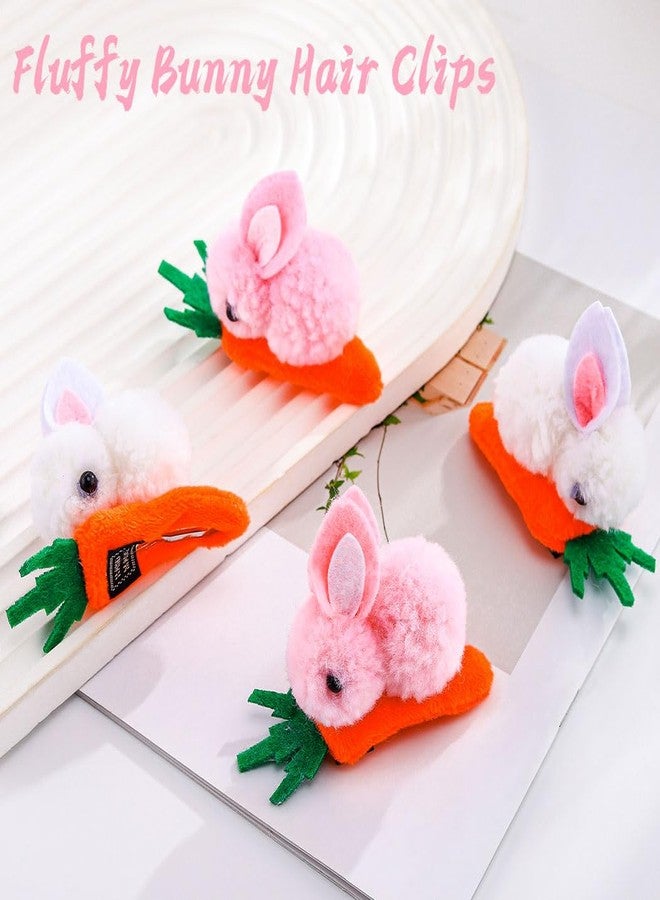 Outyua Easter Bunny Hair Clips Furry Rabbit Ears Hairpin Halloween Costume Plush Accessories for Women 4Pcs - Image 4