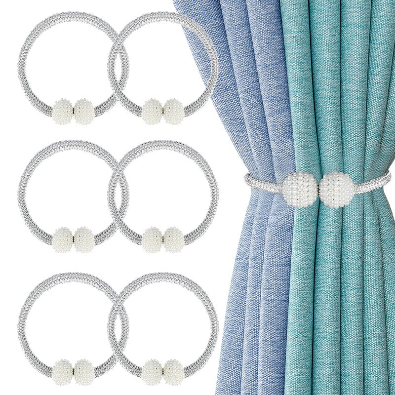 AWOLIC AWOLIC Magnetic Curtain Tiebacks 6 PackClassic European Curtain Holdbacks for DrapesUsed for Home and Office Decoration White