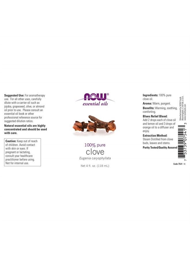 Now Foods NOW Foods Essential Oil, Clove, 4 Fluid Ounce + 1 Glass Dropper  - Image 1