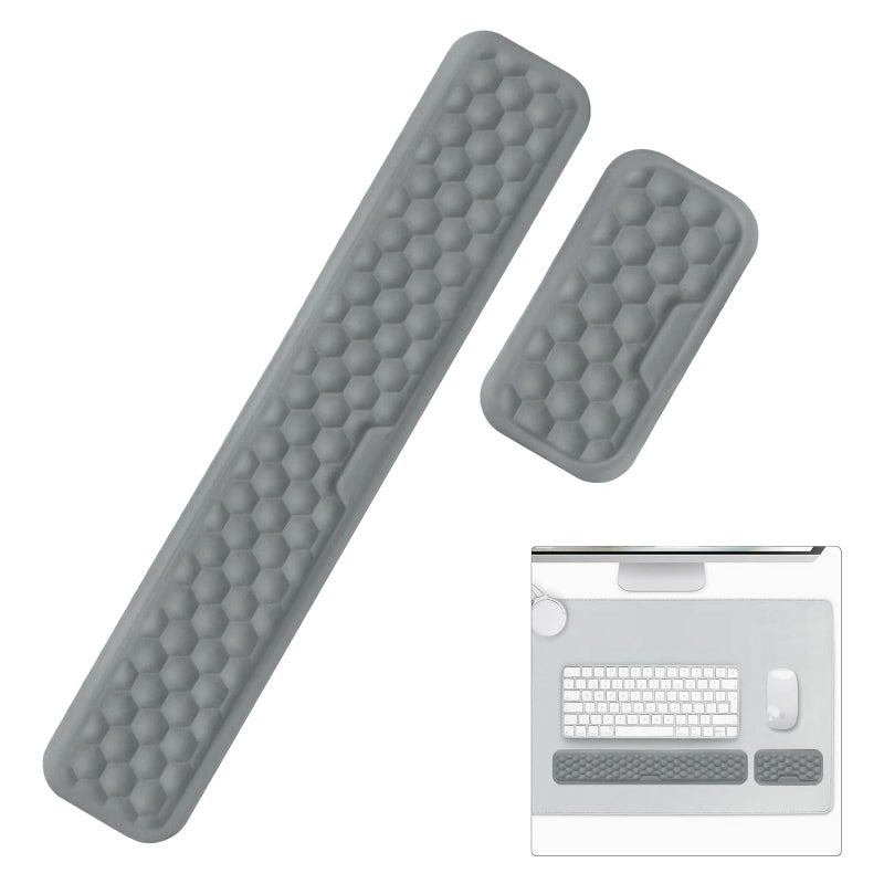 Bukela Wrist Rest Pad Set, Ergonomic Mouse Pad and Keyboard Wrist Rest Set for Pain Relief Easy Typing, Keyboard Wrist Support for Work/Gaming/Study (Gray) - Image 1