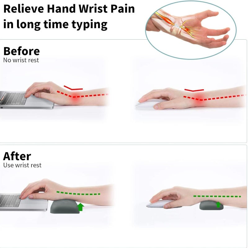 Bukela Wrist Rest Pad Set, Ergonomic Mouse Pad and Keyboard Wrist Rest Set for Pain Relief Easy Typing, Keyboard Wrist Support for Work/Gaming/Study (Gray) - Image 5