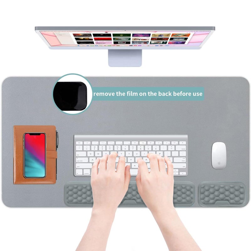 Bukela Wrist Rest Pad Set, Ergonomic Mouse Pad and Keyboard Wrist Rest Set for Pain Relief Easy Typing, Keyboard Wrist Support for Work/Gaming/Study (Gray) - Image 3