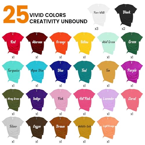 TransWonder Puff-Vinyl-Heat-Transfer - 28Pcs 3D Puff Heat Transfer Vinyl in 25 Assorted Colors for T-Shirts, 12x10 Puff HTV Vinyl Bundle for Cricut Silhouette Cameo - Image 2
