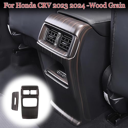 MUXEE غطاء تريم لمخرج هواء مكيف الهواء الخلفي للتحكم المركزي MUXEE لسيارة هوندا CRV CR-V 2023 2024 2025 - ملحقات داخلية رياضية بتصميم خشبي من ABS - Image 2
