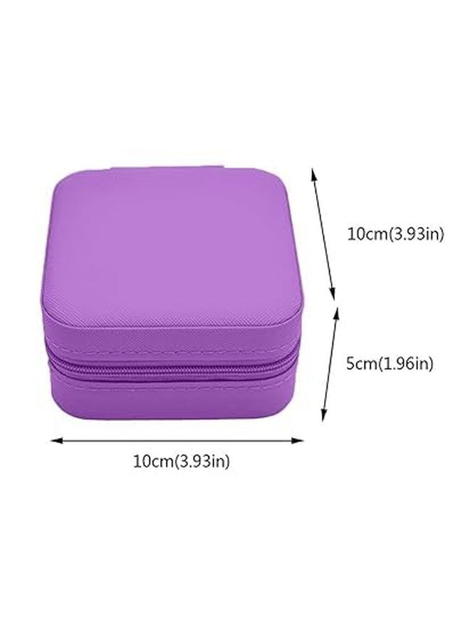 موريل حقيبة سفر صغيرة للمجوهرات من موريل، صندوق منظم من الجلد الصناعي، حامل صغير محمول لتخزين مجوهرات النساء من خواتم وأقراط وقلائد وأساور. لون بنفسجي (قطعة واحدة بنفسجية) - Image 5