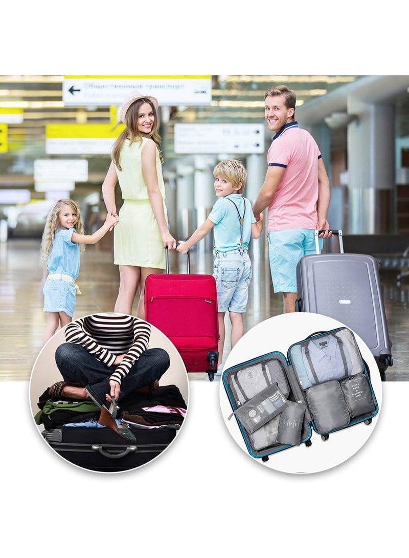 مكعبات تعبئة للسفر – مجموعة من 7 قطع من حقائب تنظيم السفر مع منظم أحذية، حقيبة أدوات الزينة وحقيبة غسيل – أكياس تخزين للأمتعة ومنظم أساسيات السفر - Image 2