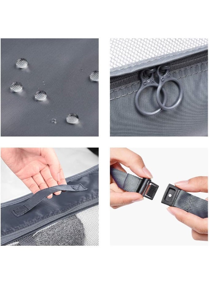 مكعبات تعبئة للسفر – مجموعة من 7 قطع من حقائب تنظيم السفر مع منظم أحذية، حقيبة أدوات الزينة وحقيبة غسيل – أكياس تخزين للأمتعة ومنظم أساسيات السفر - Image 5