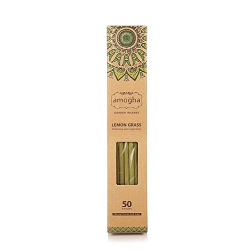 Amogha Lemongrass Incense Sticks with Terracotta Holder, 50 Sticks | 16" Inch Agarbatti Sticks with 2 Hours Burning time | Garden Incense Sticks | Purifying & Stimulating | Zero Carbon - Image 3
