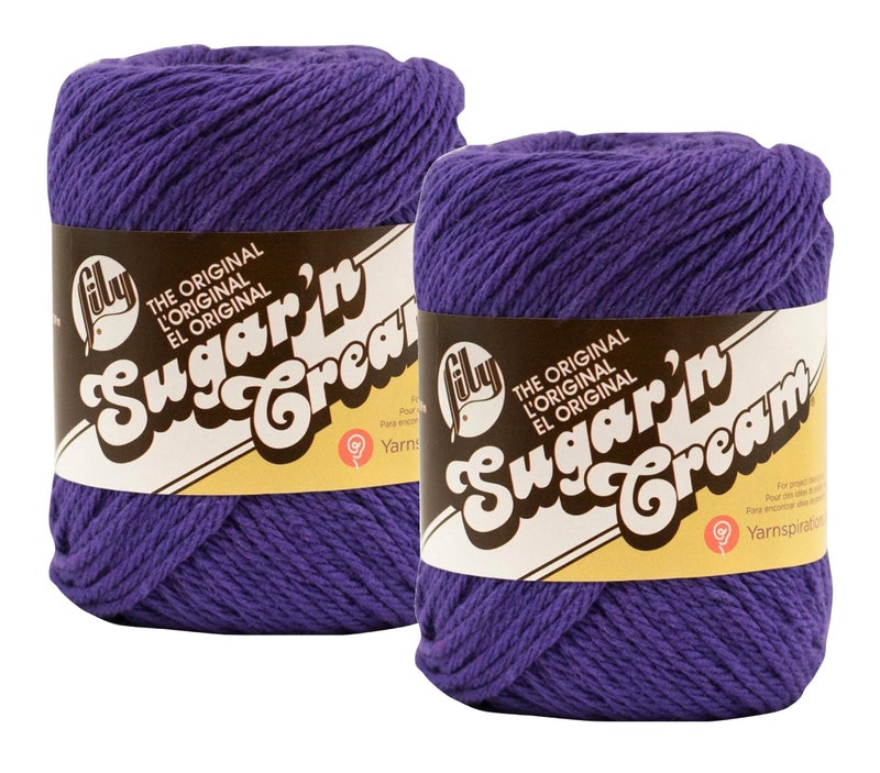 Lily Bulk Buy Lily Sugar n Cream 100 Cotton Yarn 2Pack Grape 00712 