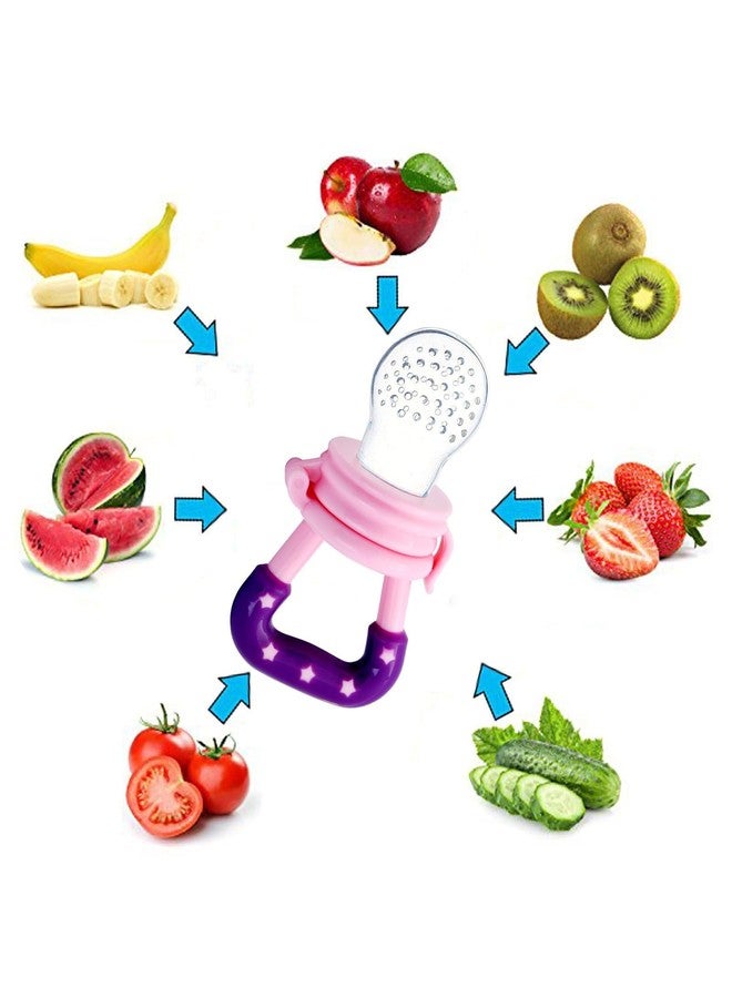 Joy Buzz Baby Feeding Product | Fruit Feeder Teether (1 Pcs) with 1 PCS Silicone Baby Food Dispensing Spoon 90ML and 6 Pcs Bib Set Combo Pack (Set of 8 Pink) - Image 5