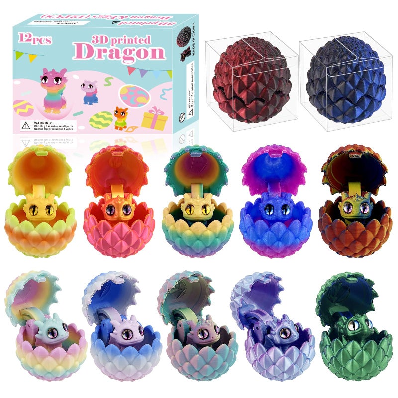 YVBBHE 12 PCS Small 3D Dragon Eggs with Dragon Inside Mini Flying Dragons with Eyes and WingsEaster Basket Stuffers Mini Animal Easter Egg Set Unique Cute Easter Basket Essentials for Kids C - Image 3