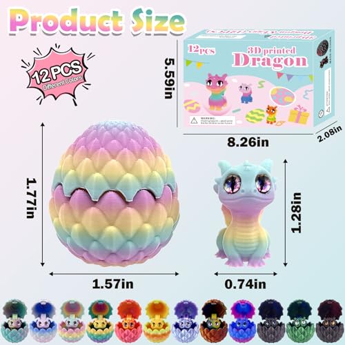 YVBBHE 12 PCS Small 3D Dragon Eggs with Dragon Inside Mini Flying Dragons with Eyes and WingsEaster Basket Stuffers Mini Animal Easter Egg Set Unique Cute Easter Basket Essentials for Kids C - Image 5