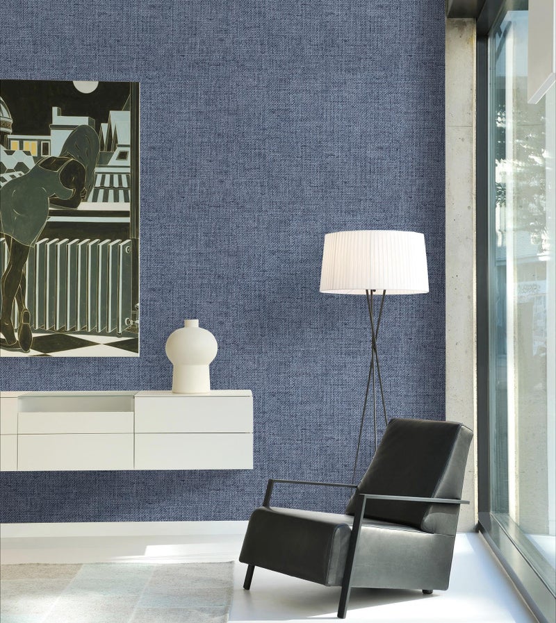 lenify Grasscloth Peel and Stick Wallpaper Denim Blue Contact Paper 15.7inch x 118.1inch Textured Faux Linen Wallpaper Vintage Grasscloth Self Adhesive Removable Wall Paper for Cabinets Decor Vinyl - Image 5