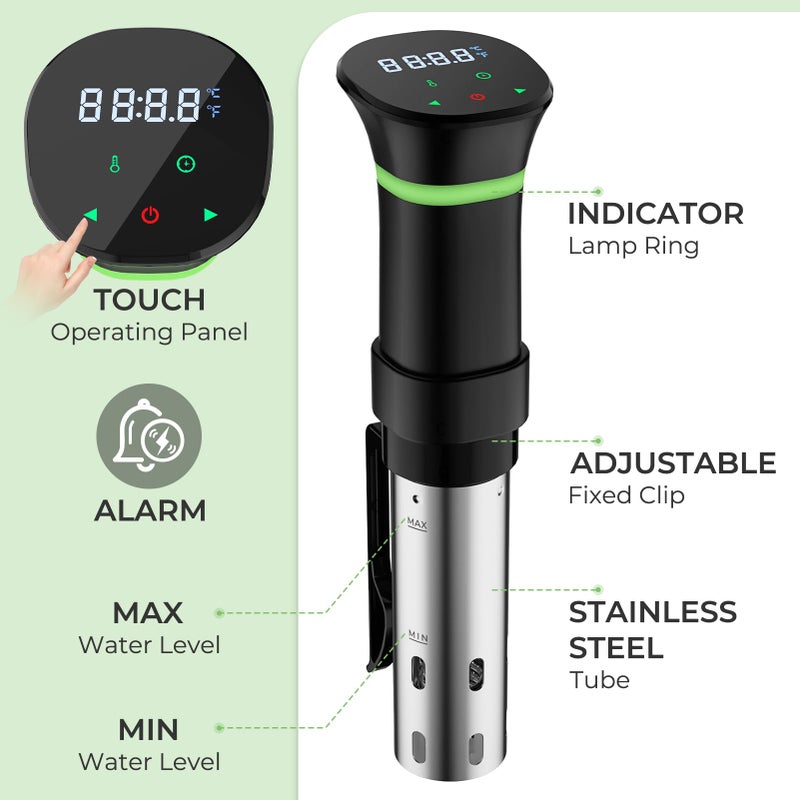 Vpcok Direct Sous Vide Machines, Immersion Circulators with Recipe, Temperature and Time Digital Display Control, 1000W - Image 3