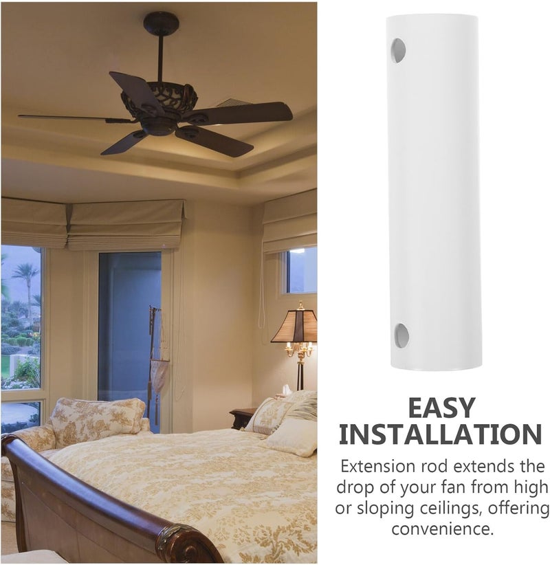 Fan Extension Rod White Iron Downrod Ceiling Fan Long Drop Extension for High Sloped Ceilings Easy to Install Minimalist Design - Image 2