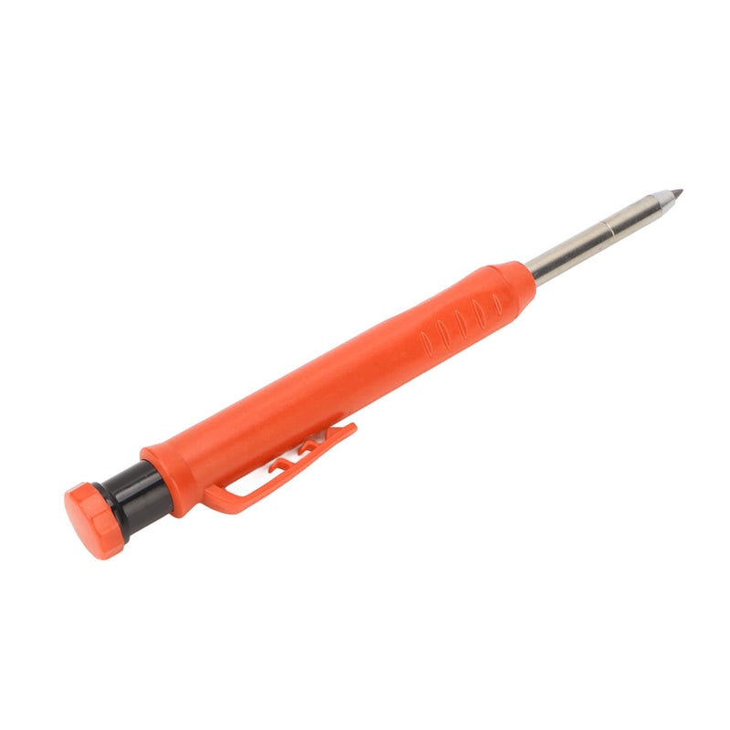 Mechanical Carpenter Pencil with Sharpener Woodworking Deep Hole Pencil for Metal Plastic Marking Orange - Image 2