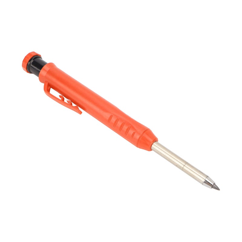 Mechanical Carpenter Pencil with Sharpener Woodworking Deep Hole Pencil for Metal Plastic Marking Orange - Image 1