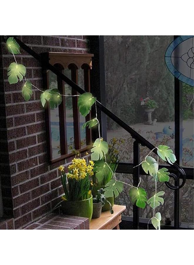 إيروريكس أضواء خيطية من أوراق مونستيرا بطول 10 أقدام و20 مصباح ليد على شكل أوراق نخيل صناعية معلقة على الحائط، أضواء خرافية على شكل أوراق خضراء تعمل بالبطارية لغرفة النوم والفناء والحديقة - Image 5