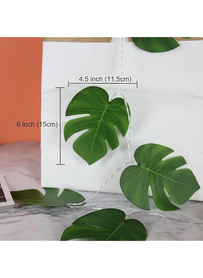 إيروريكس أضواء خيطية من أوراق مونستيرا بطول 10 أقدام و20 مصباح ليد على شكل أوراق نخيل صناعية معلقة على الحائط، أضواء خرافية على شكل أوراق خضراء تعمل بالبطارية لغرفة النوم والفناء والحديقة - Image 4
